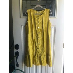 Terzo Millennio ITALY Linen Tank Dress Boho Minimalist Yellow.  L